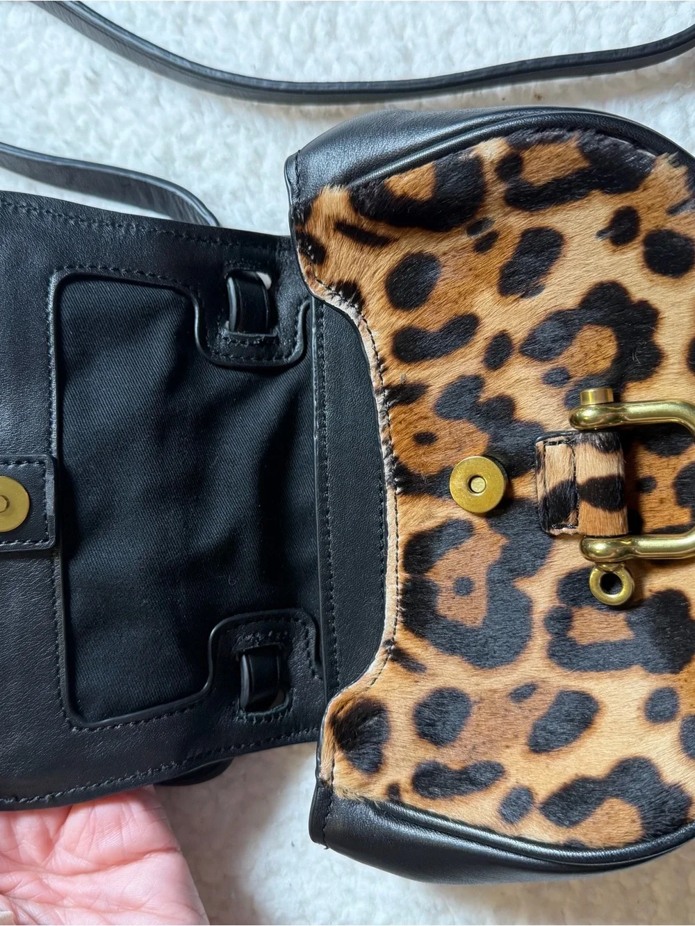 J. Crew Leopard Print Crossbody with Black Trim
